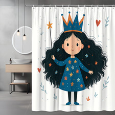 Cute Floral Princess Shower Curtain for Kids Room
