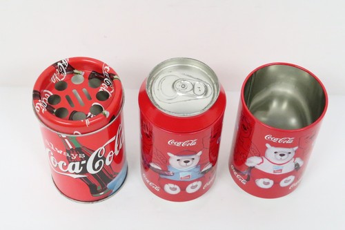 COCA-COLA POLAR BEAR COLLECTIBLE EMPTY METAL TIN CAN CONTAINER LOT OF 3 - Picture 3 of 5