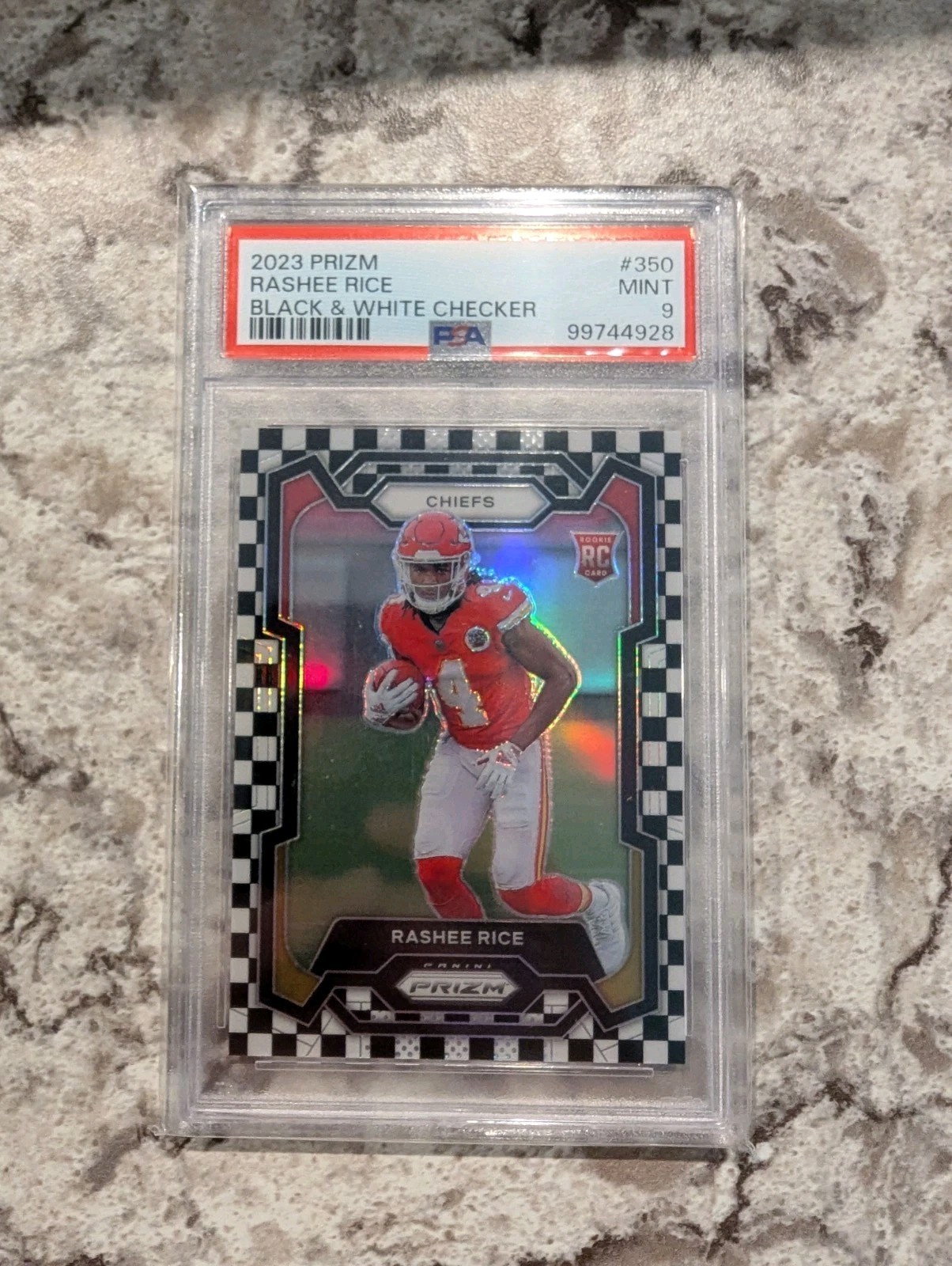 Rashee Rice 2023 Panini Prizm Black White Checker Prizm Rookie Card #350 PSA 9