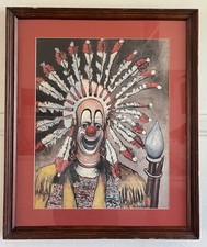 RED SKELTON Indian Clown Native American Tribal 1972 Hand Signed Lithograph VGUC