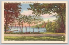 Lake Marcia High Point Park New Jersey Linen Postcard by Tichnor Bros