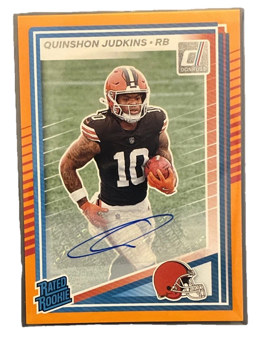 2025 Panini Donruss - Rated Rookie Quinshon Judkins #330 Orange Autographs