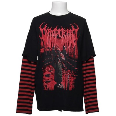 Drop Dead, Langarmshirt, Größe: S, Schwarz/Rot, Baumwolle/Polyester #qxG