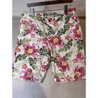 Caribbean Joe Shorts Womens 16 Pink Green White Floral Tropical Casual Beach