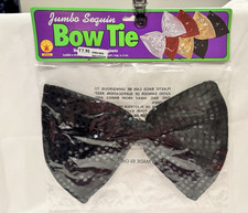 Rubies Jumbo Sequin Bow Tie - Black Halloween Costume Accessory 11" wide OSFM