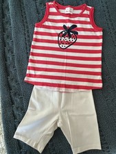 Hanna Andersson Girls Top & Bike Shorts 120 Strawberry Fun