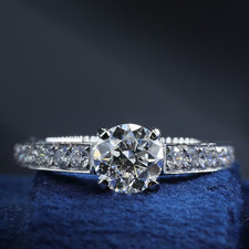 Round Cut 2Ct 18k White Gold Lab Grown Diamond/CVD Women's Engagement Ring