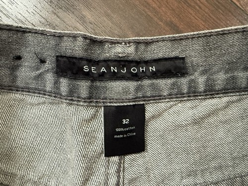 Baggy Sean John Shorts Mens 32 Gray Denim Jorts Hip Hop Grunge Y2K Embroidered - Picture 2 of 7
