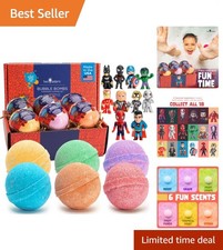 Superhero Bath Bombs for Kids with Surprise Toys Inside 6 Pack - Large Bubble...