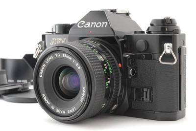 Canon AE-1 Program Black 35mm Film Camera New FD 28 f2.8 Lens [MINT] From JAPAN