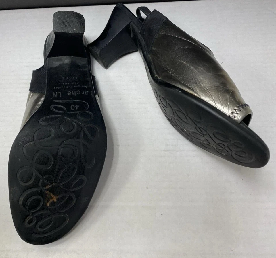 Arche France Mujer Eslinga Espalda Plateada Metálica Sandalias Zapatos con Tacones Talla 9 Foto 3 de 4