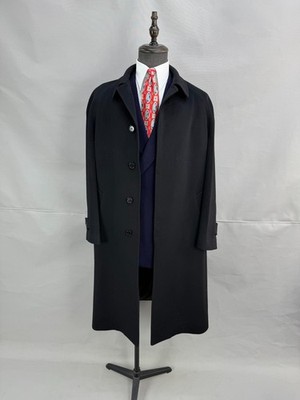 Vintage Men s Loro Piana Wool Cashmere Black Raglan sleeve Overcoat US 42R 44R
