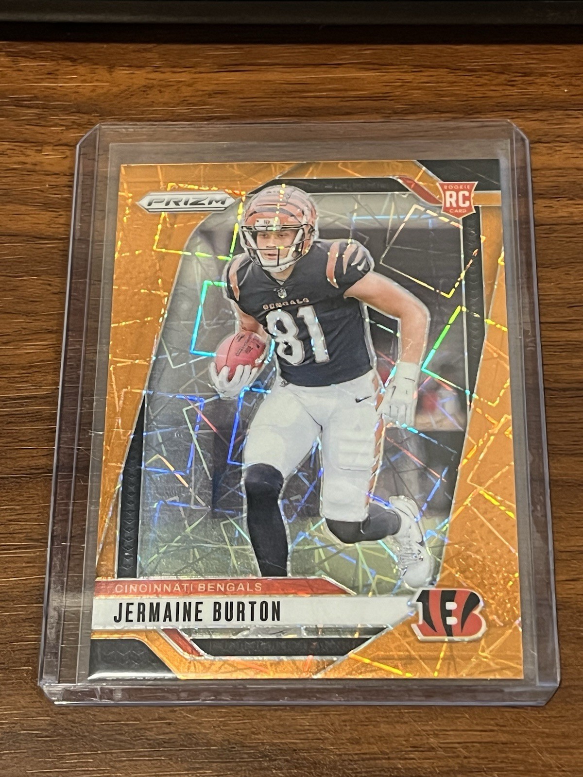 2024 Prizm Football Jermaine Burton RC #350 Orange Lazer Prizm Cincinnati Bengal
