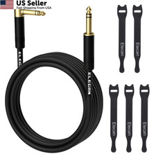Elecan 1/4 Inch TRS Instrument Cable 100 Ft- 100FT-1PK, Angled to Straight