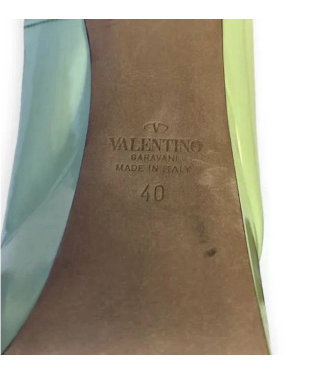 VALENTINO GARAVANI Tan go Platform Pump EU 40 US 10 tacco alto verde pastello menta