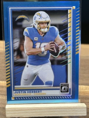 Panini 2025 Donruss Optic Justin Herbert Chargers #109 Neon Blue Prizm /399