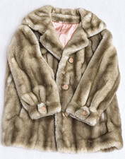 Vintage 1970 s Brown Fur Coat Satin Lined