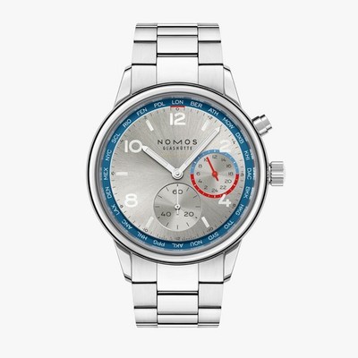New NOMOS Glashutte Club Sport Neomatik Worldtimer Silver Auto Men's Watch 791