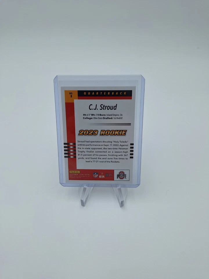 C.J. STROUD RC - 2023 Panini Score NFL - 2003 Throwback Rookie - Ohio State #2 - Image 3 of 4