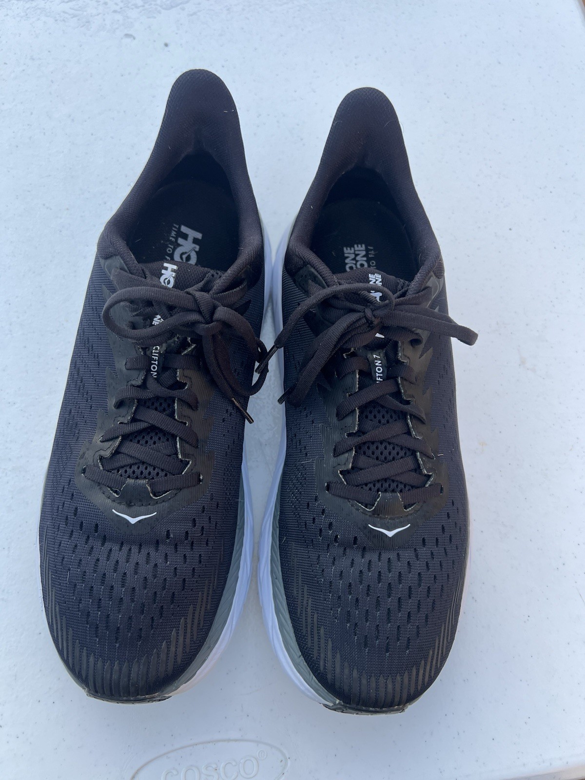 Men’s Black And White HOKA Clifton 7 Running Shoes Size 11 2E Wide thumbnail 3