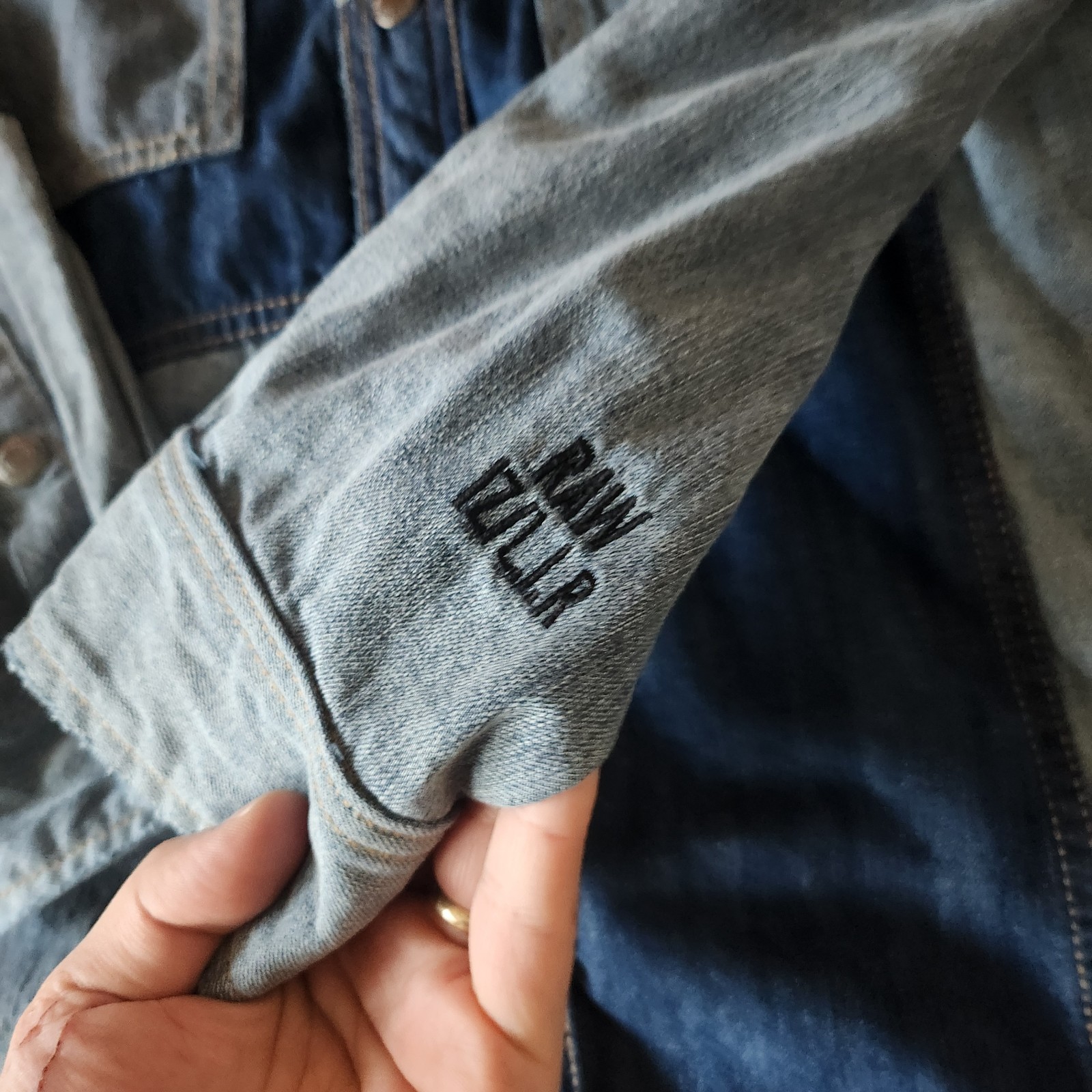 Izzue Raw Patchwork Denim Flannel Button Up Shirt… - image 6