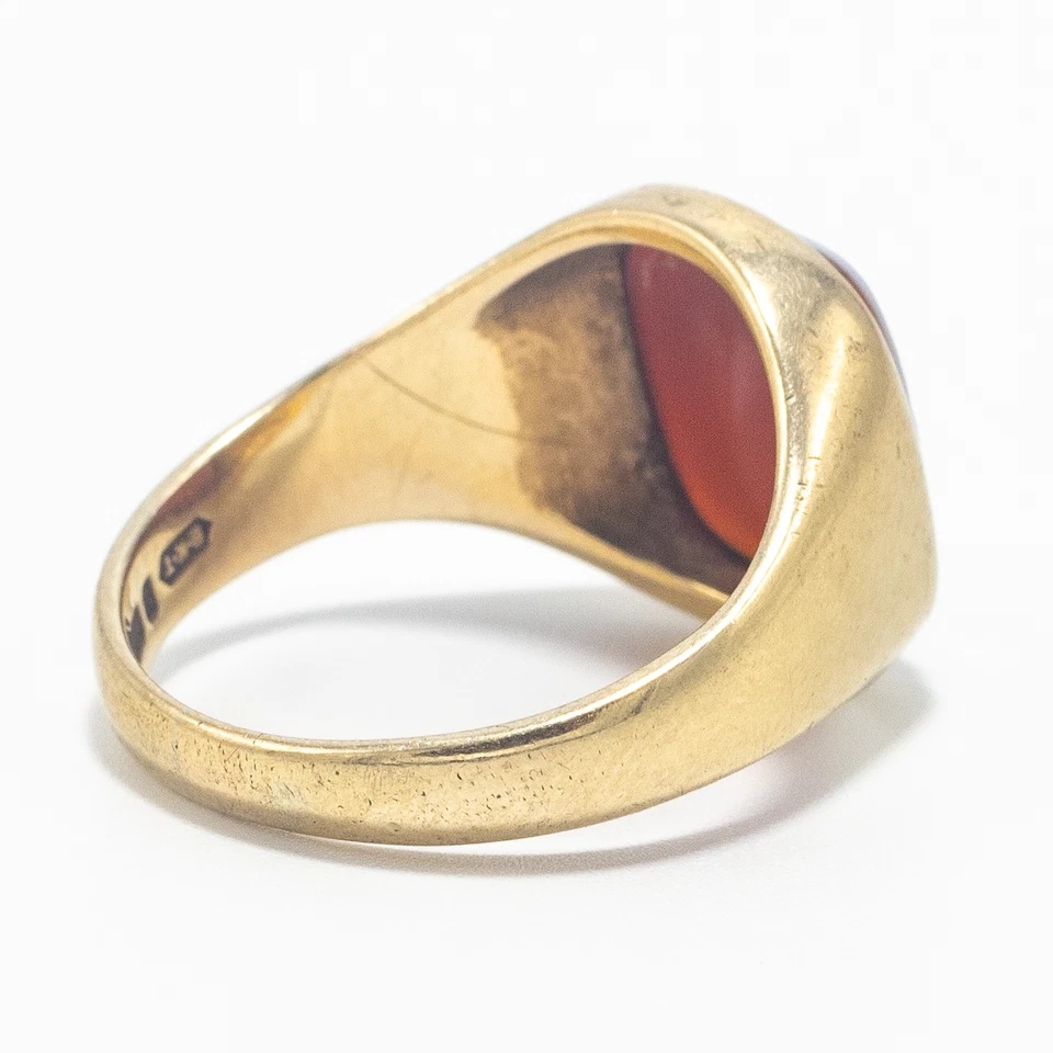 Vintage Rectangular Sardonyx Signet Ring 9ct Yellow Gold Q 1/2 - Image 3 of 4
