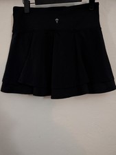 IVIVVA LULULEMON Black Tennis Skirt Skort Girl's Size 14 Mesh Layered