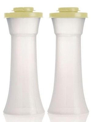 #Tupperware 2PK Large Hourglass Salt & Pepper or Seasoning Shakers Butter Yellow