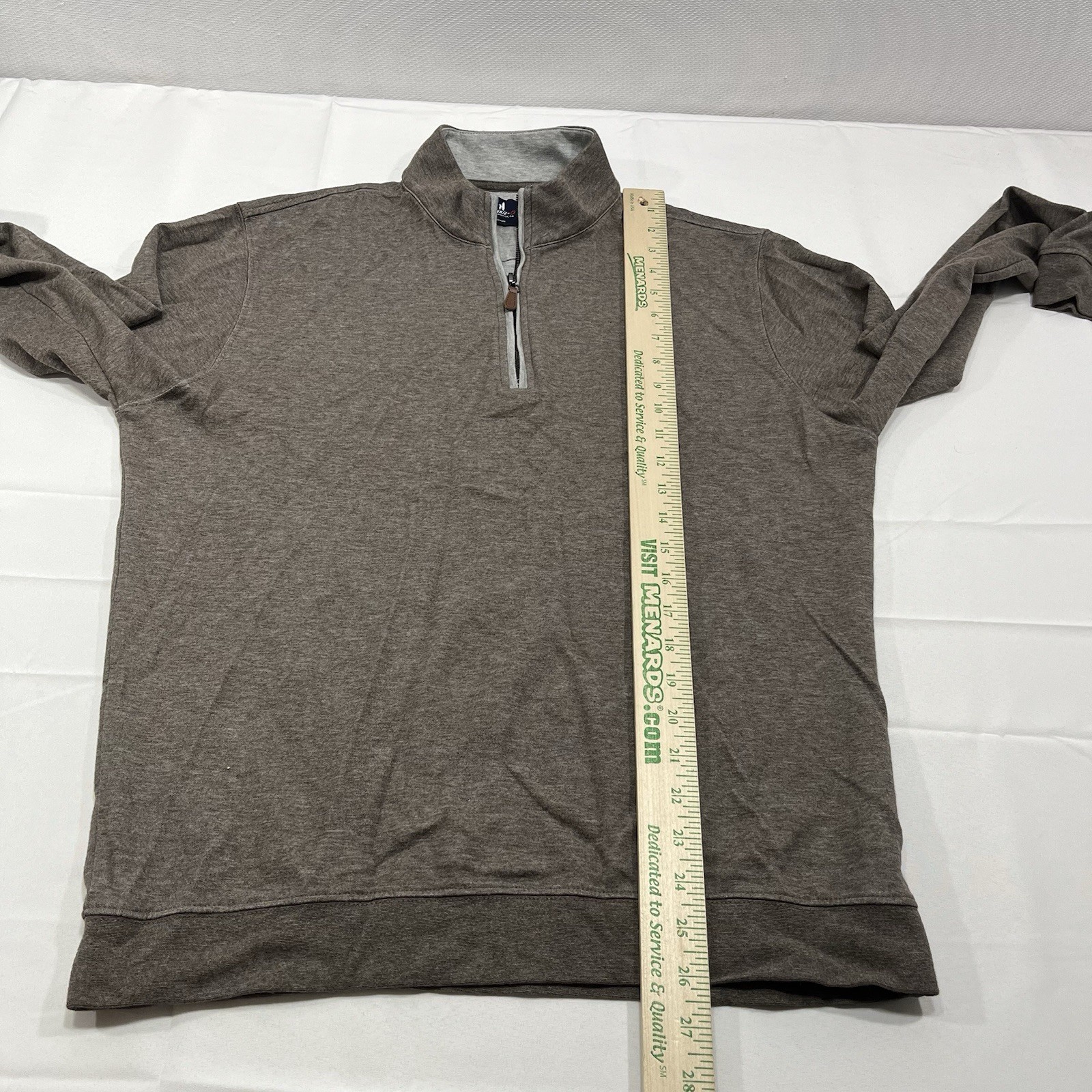 Johnnie-o Sully Solid Brown 1/4 Zip Pullover Men'… - image 5