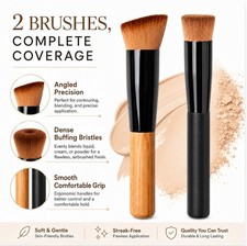 2 Pack Liquid Foundation Powder Makeup Brush Set for Blending Buffing