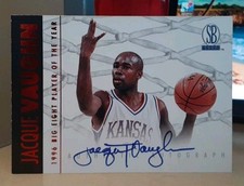1997 JACQUE VAUGHN SCORE BOARD ROOKIE AUTO *1996 BIG 8 POY* KANSAS JAYHAWKS