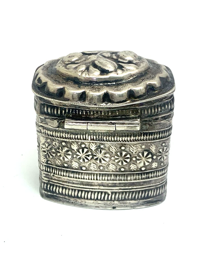 Caja holandesa antigua pastillero plata tabaco decorativo león sello diseño 1,5"" Foto 3 de 4