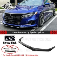 For Honda Accord 21-2022 GT Style Glossy Black Front Bumper Lip Splitter Spoiler