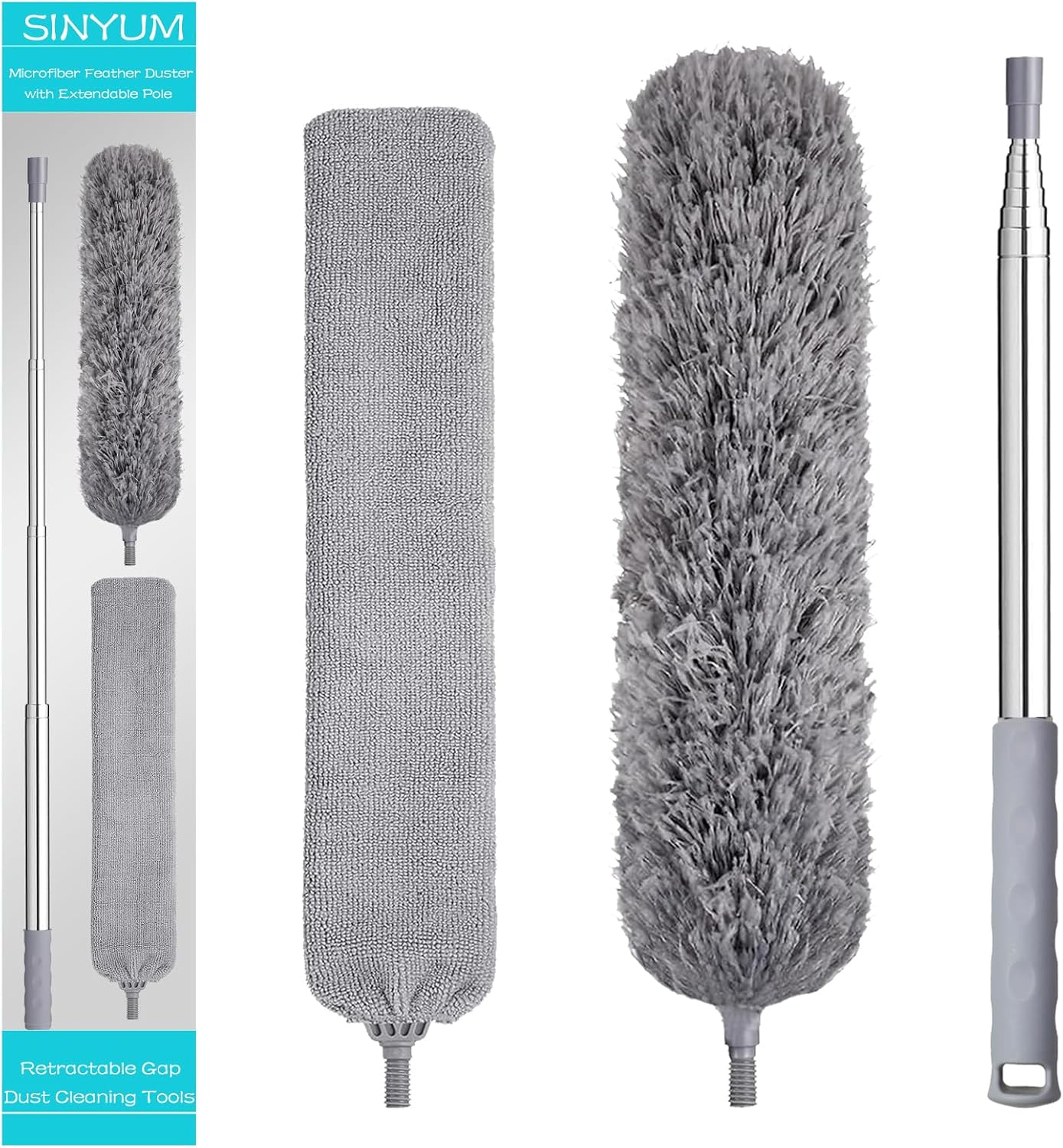 100 Inch Retractable Gap Dust Cleaner Cleaning Tools & Microfiber Feather Duster
