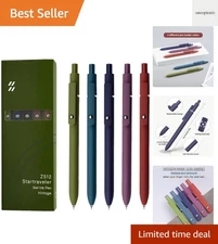 5 Pcs Vintage 0.5mm Gel Pens with Soft Grip - Elegant Writing Essentials