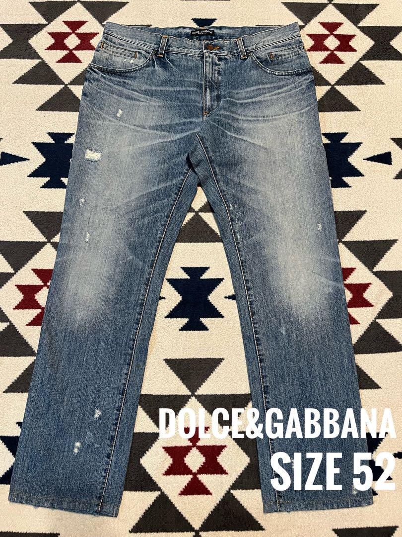 Dolce & Gabbana Men's Crash Denim Pants Jeans Size 52 Indigo