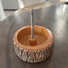 Vtg Nut Cracker Set Tree Bark Edge Wood Bowl with Vtg Nutcracker 6.25” Diax2.25” — photo 3