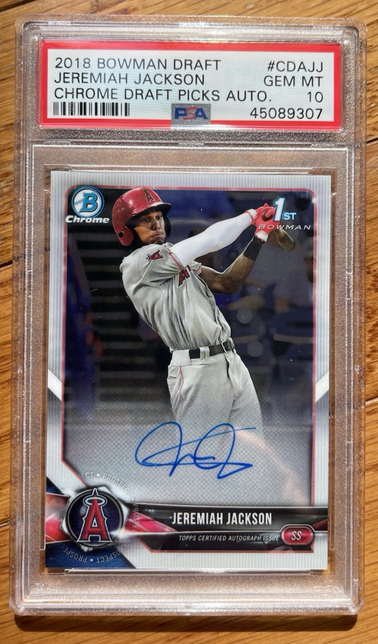 2018 Bowman Draft JEREMIAH JACKSON 1st Chrome Auto #CDAJJ (ORIOLES) PSA 10