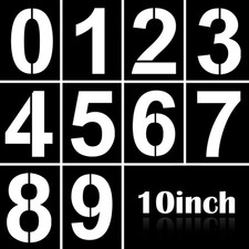 Large number stencil kit - 10 inch reusable plastic address number stencils f...