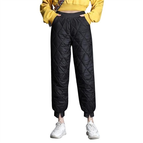 Women Winter Puffers Pants Padded Closed Bottom Trousers Sweatpants with Pockets - Picture 12 of 15