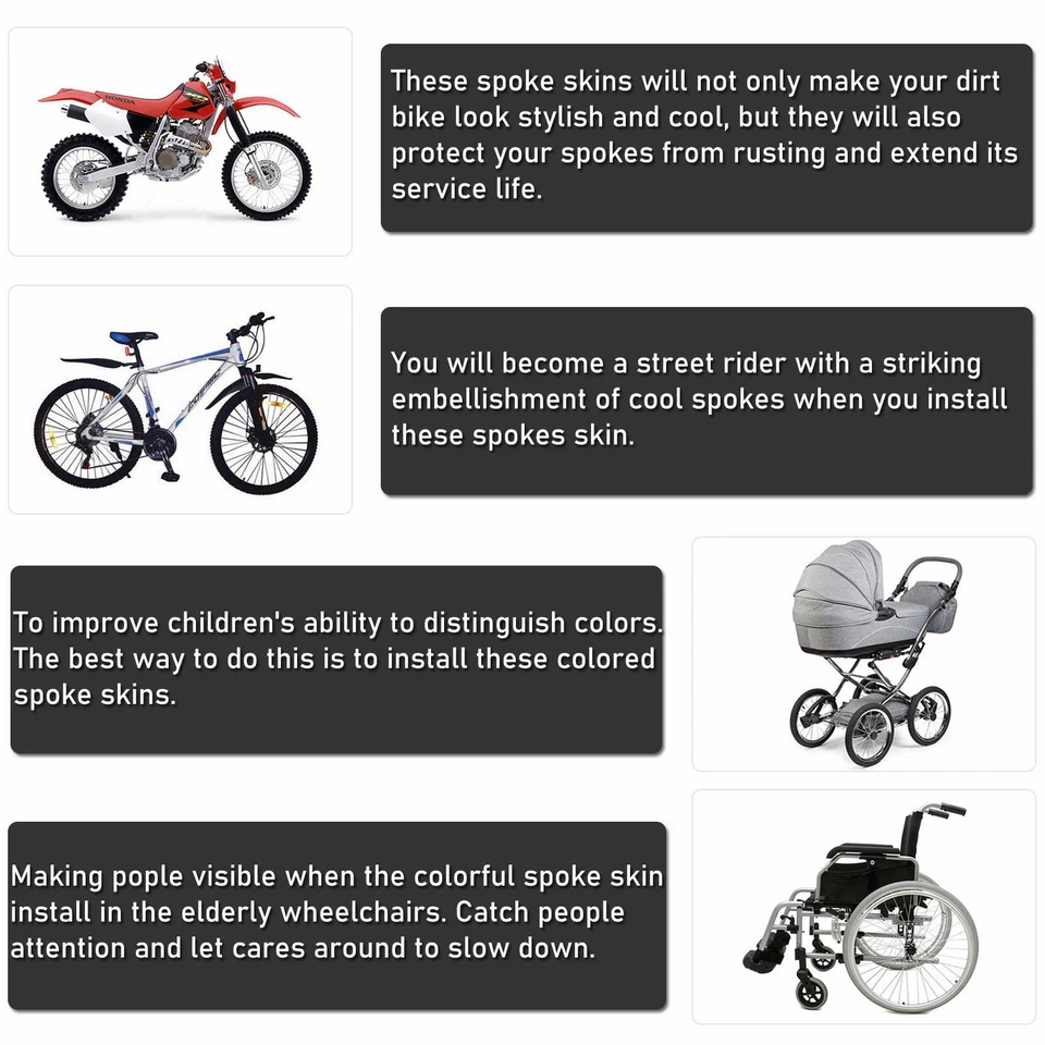 Cubiertas de radios para motocicletas 72 piezas envolturas protector de llanta de rueda Foto 3 de 4