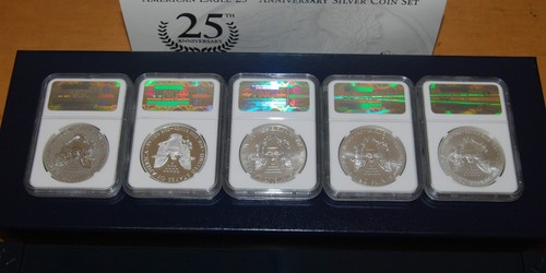 2011 American Eagle 25th ANNIVERSARY COIN SET of 5 - Early Releases - NGC MS70 - Picture 5 of 16