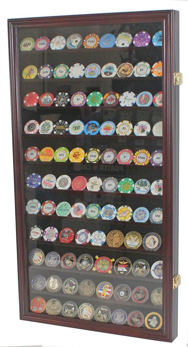 Large Challenge Coin Display Case Shadow Box Décor Gifts, Military Coin Holder Display, Poker