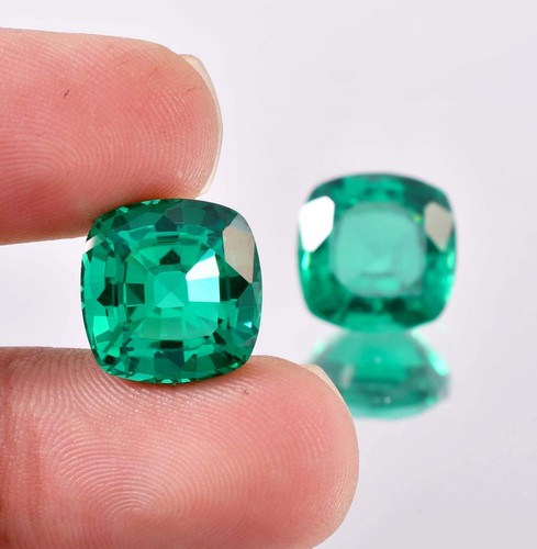 1 Pair Natural Green Zambian Emerald Cushion Cut Loose Gemstone GIT Certified - Picture 2 of 7