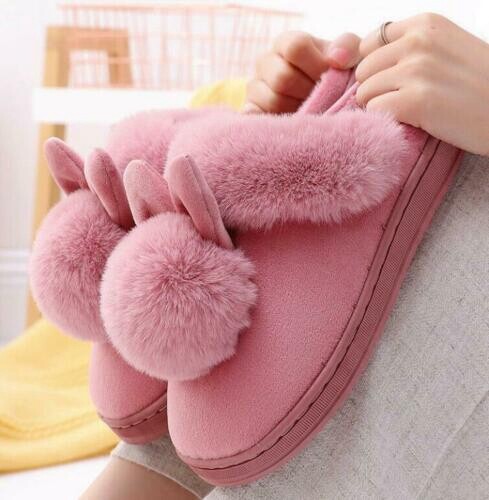 Slippers Women Plush Cute Home Shoes Winter Warm Slip On Flats Rabbit Cute Downy - Bild 16 von 18