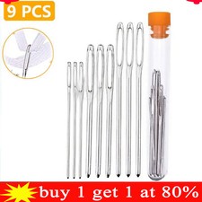 UK 9x Large Eye Needle Set for Knitting Hand Sewing Crocheting Darning Hook Set