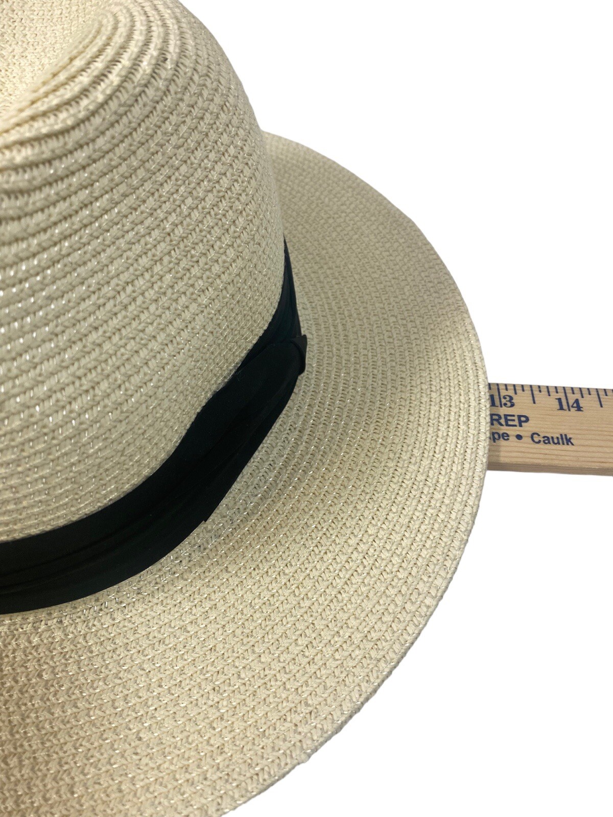 Panama Hat 90% Paper Straw Fodera wide brim Cream White black band Adjustable