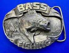 Largemouth Bass Trout Fishing Sportsman Fisherman VTG 1988 Siskiyou Belt Buckle