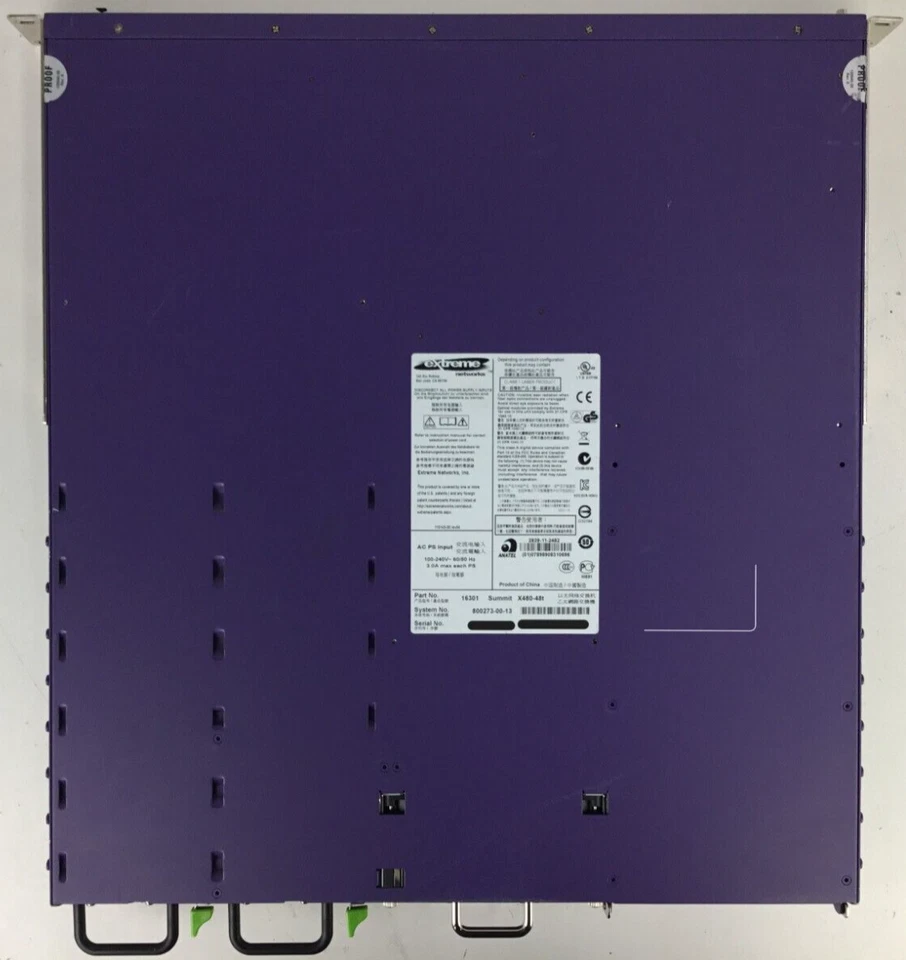 Extreme Networks 16301 Summit X480-48T 2x 10925 Power 1x 16312 VIM2-10G Adv Edge - Image 3 of 4