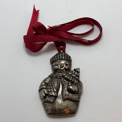 VTG Snowman Ornament Christmas Decoration Gorham Silver Plated 3” EUC